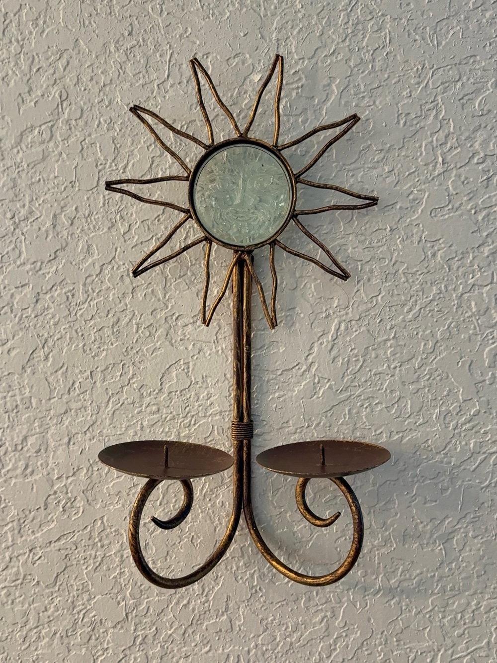 Vintage Celestial 90’s Bronze Double Candle Wall Scone